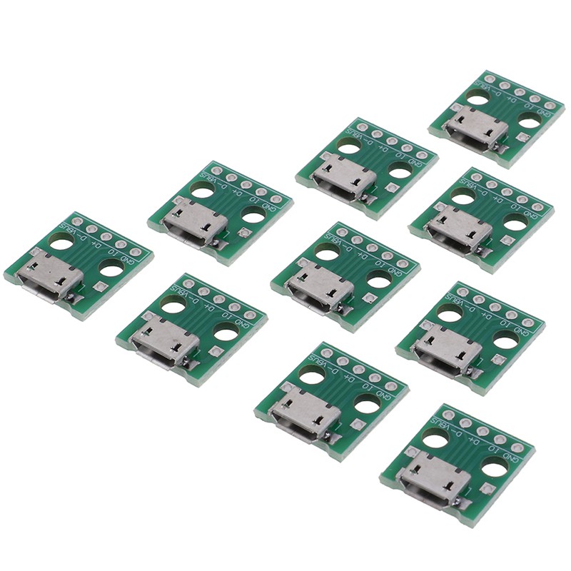 (Ele) 10pcs Papan Pcb Konektor Konverter Micro Usb Ke Dip 5pin Female Warna Putih