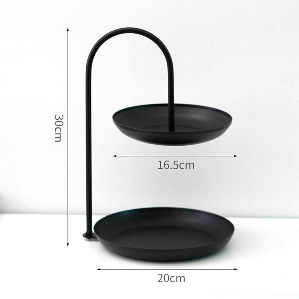 Rebuy Nampan Penyimpanan Buah Dapur Multifungsi Menarik Organizer Perhiasan Double Layer Metal Dessert Shelf