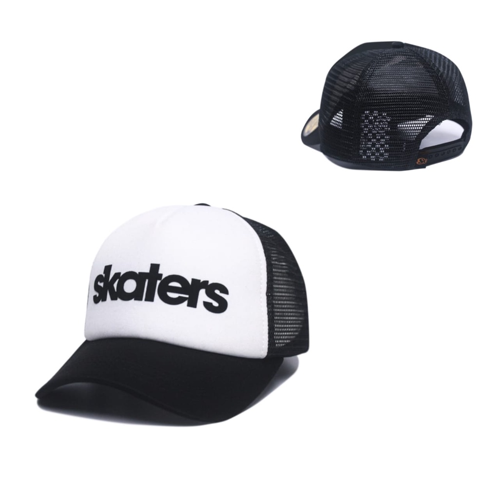 TOPI TRUCKER FLOKING SKATERS WA025 HITAM PUTIH