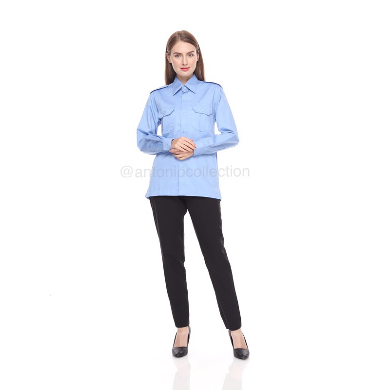 Baju PDL Biru Muda Langit Lengan Panjang / Kemeja PDH / Baju PNS / Baju Lapangan