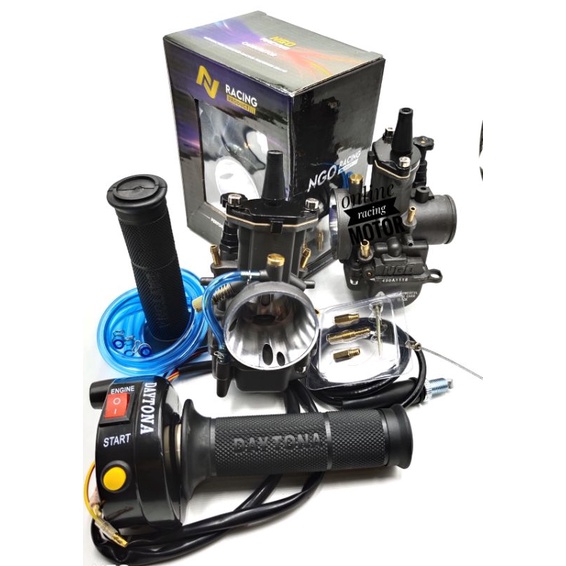 karburator pwk 28 30 32 34 NGO racing sepaket gaspontan tombol black silver PJ mj jarum motor intake