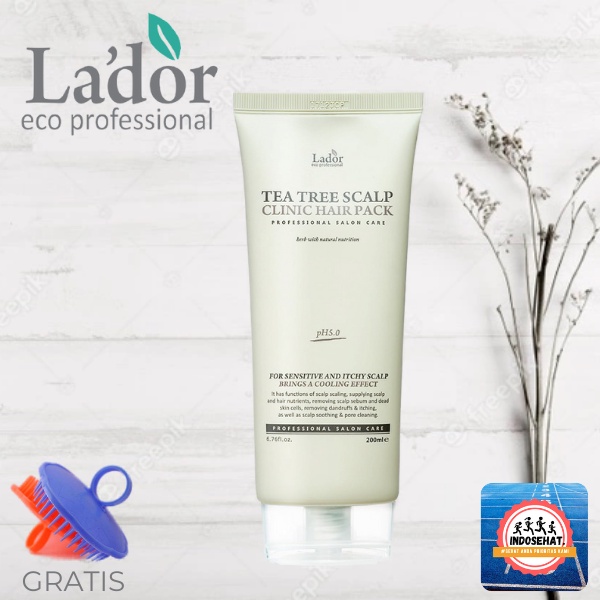 LADOR Tea Tree Scalp Clinic Hair Pack - Perawatan Rambut Rusak Kulit Kepala Berminyak Gatal Sensitif 200 ml