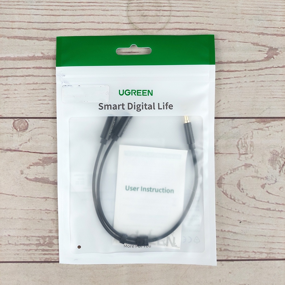 UGREEN Kabel Audio Splitter Jack AUX 3.5mm 2 Port Earphone - 20816 - Black