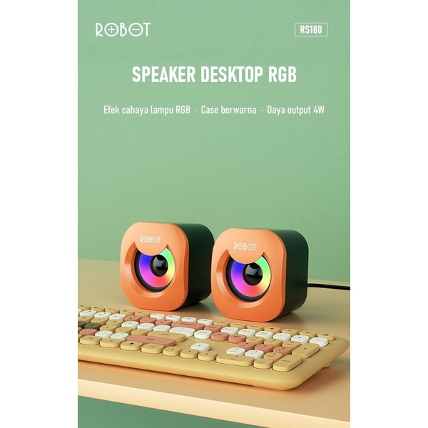 Robot RS180 USB Multimedia Dekstop Speaker Computer Stereo RGB Color