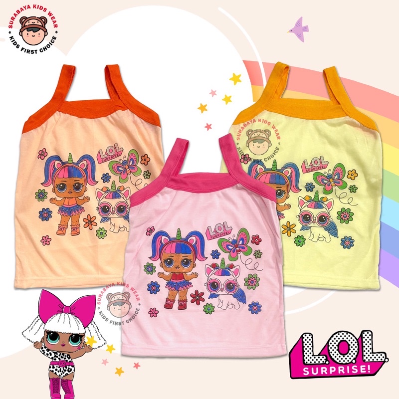 Tanktop / Singlet Anak Perempuan Motif Mata dan Lol