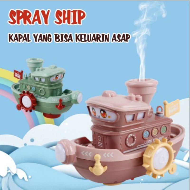 mainan spray ship kapal asap lampu suara jalan