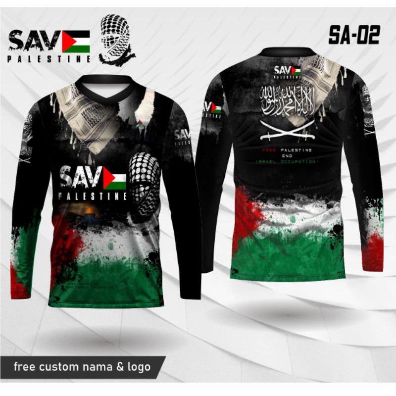 baju save palestine jersey kaos, jersey palestine lengan panjang