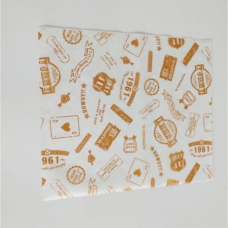 Kingsbakeware Food Wrapping / Wax Paper / Kertas Burger Nasi / Baking Paper Motif / Kertas Roti