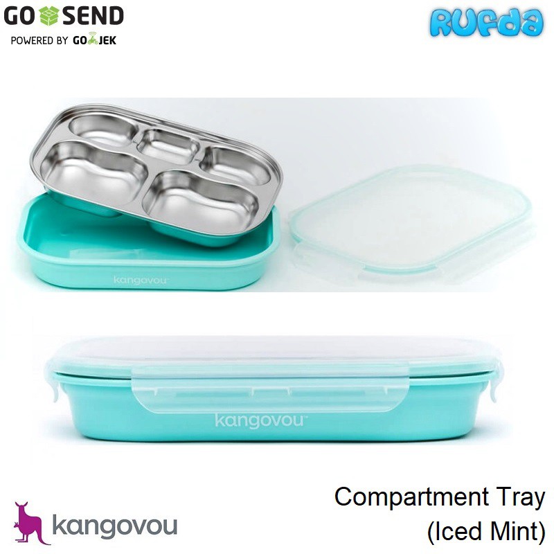 Kangovou Compartment Tray Iced Mint Piring Stainless