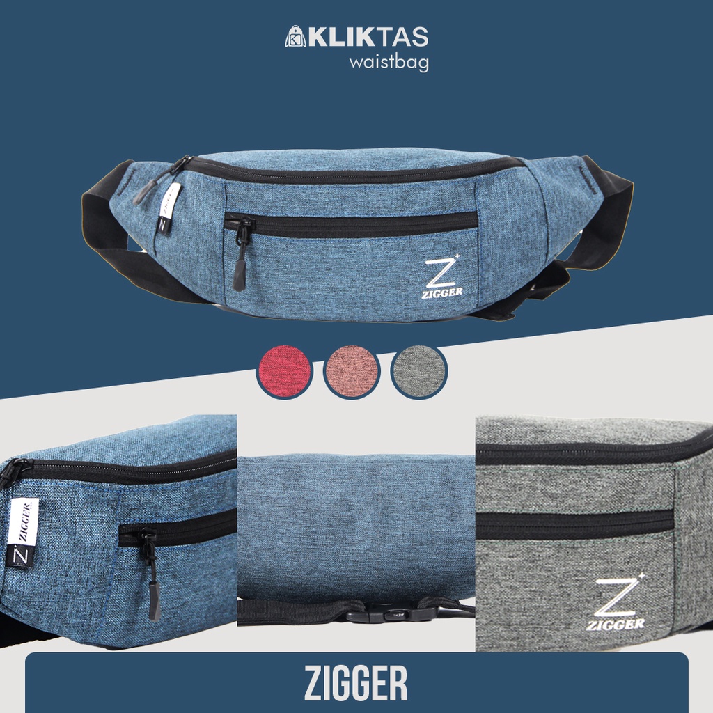 [KLIKTAS] Tas pinggang kasual Zigger Denim 27367 - waist bag pria wanita anti air simpel modern