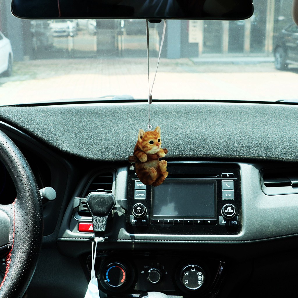 Suyou Gantungan Kunci Bentuk Kucing + Anjing Untuk Dekorasi Interior Mobil