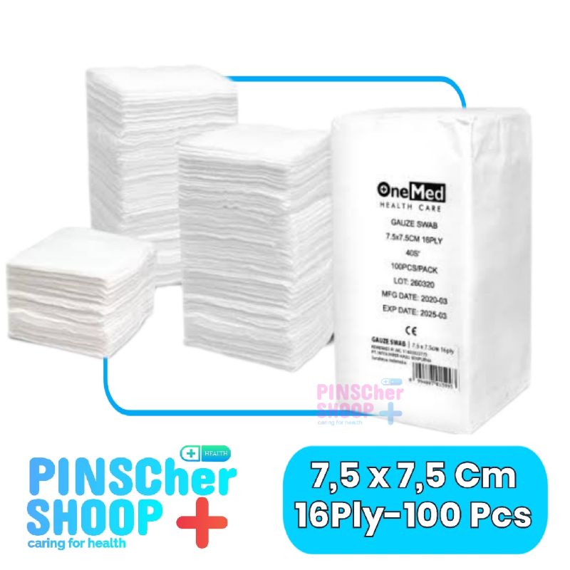 Kasa Lipat Gauze Swabs 7,5x7,5cm 16ply OneMed Pak isi 100 Pcs