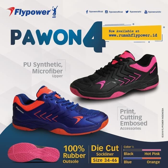 Sepatu Badminton Flypower Pawon 4 / Original Pawon4
