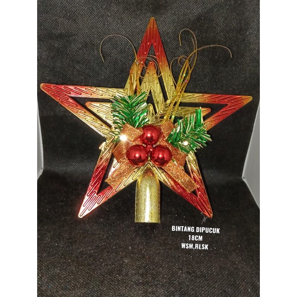 Accesoris pohon natal bintang dipucuk pohon natal, panjang 18cm dan dekorasi (keterangan baca dideskripsi)