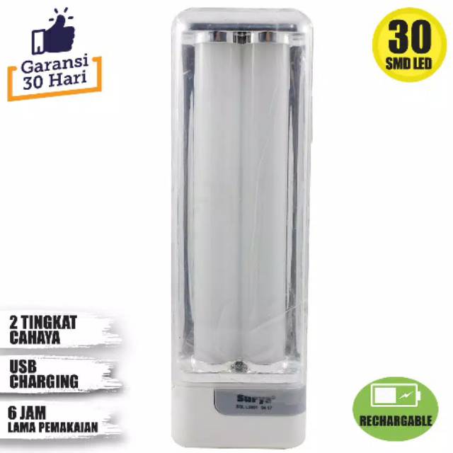 Emergency Lamp Surya Jumbo 30 SMD Super Premium Led SQL L3001 uk.22 x7x6 cm