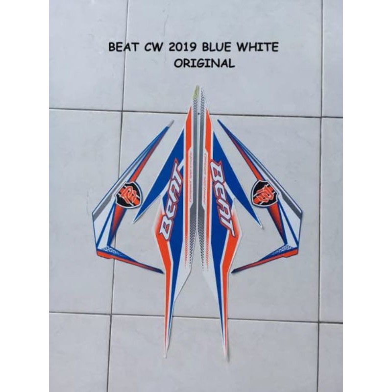 Striping Stiker Motor Honda Beat CW 2019 Blue White Original