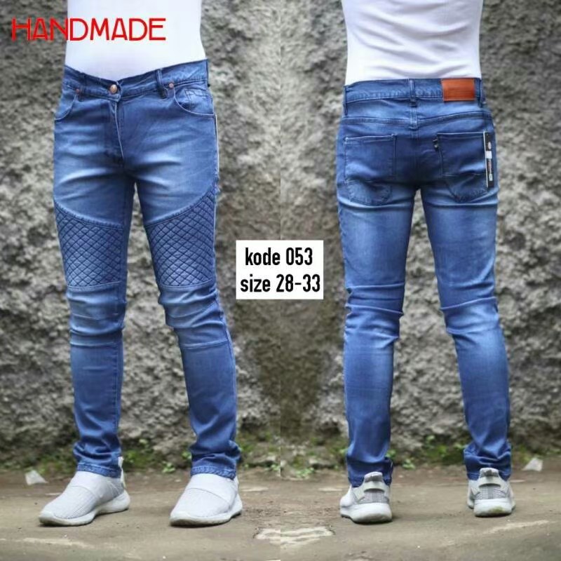 CELANA SOBEK JEANS PRIA RIPPED BIKER SKINY SLIM FIT STRECHT  / CELANA JEANS PRIA SKINY SOBEK PAHA