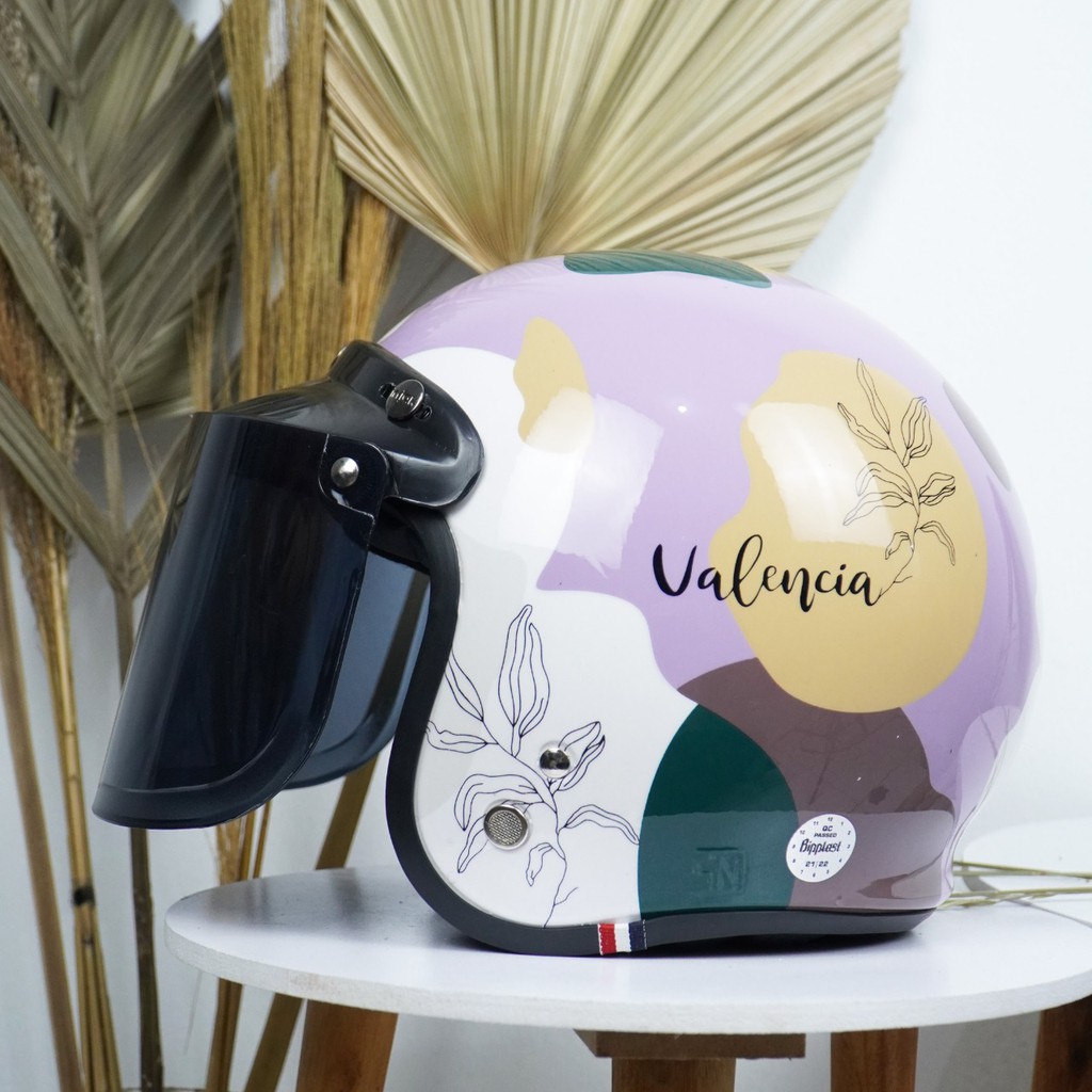 Helm Bogo Retro Dewasa Wanita Aesthetic Full Leher