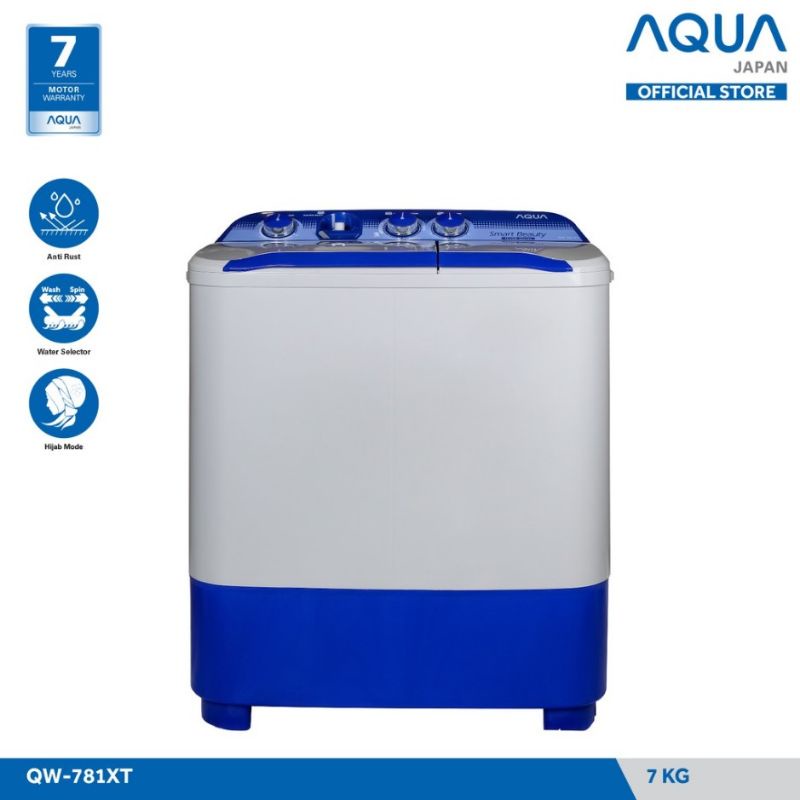 Aqua Mesin Cuci 2 Tabung Manual 7 KG [Hijab Mode] - QW-781XT / QW 781XT / QW 781 XT / QW781XT / QW78
