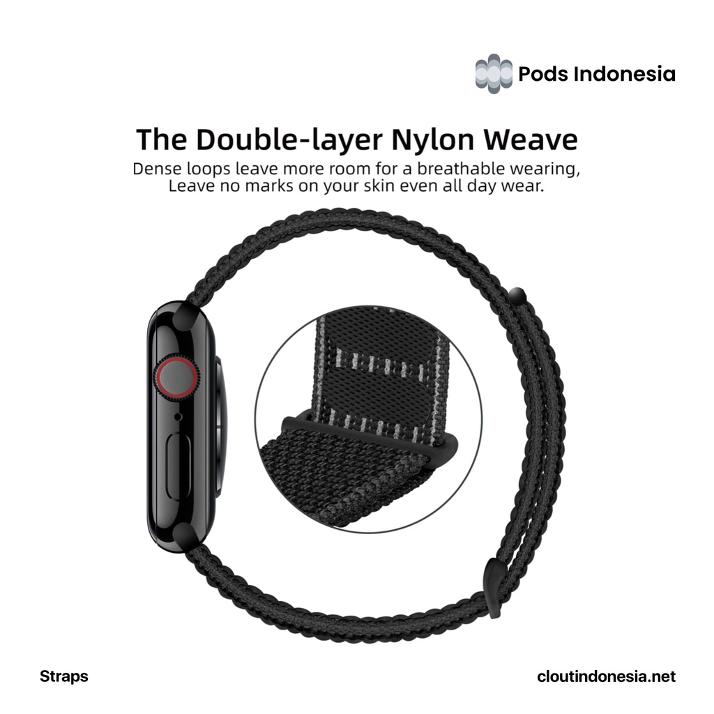 [TERMURAH] STRAP Braided Nylon - Strap Velcro for iWatch &amp; Apple Watch - by PodsIndonesia