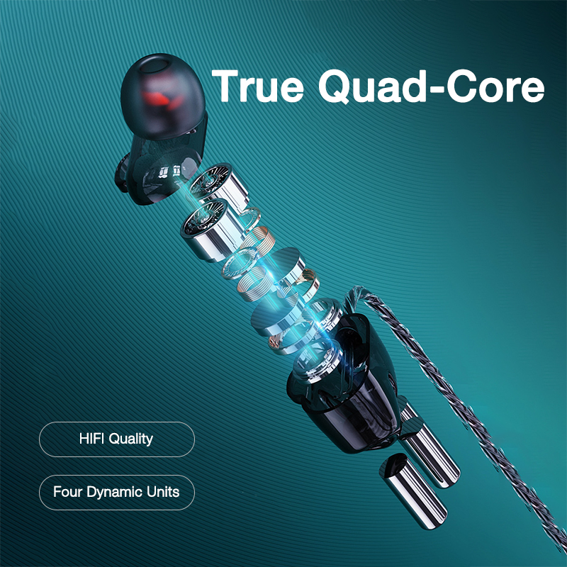 4D Headphone In-Ear Transparan Earphone 3.5MM Berkabel Speaker Ganda Stereo Surround In-ear