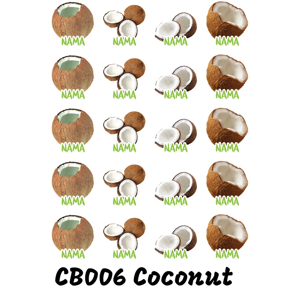 

Sticker Nama Cutting Label Waterproof Tahan Air Coconut (CB006)