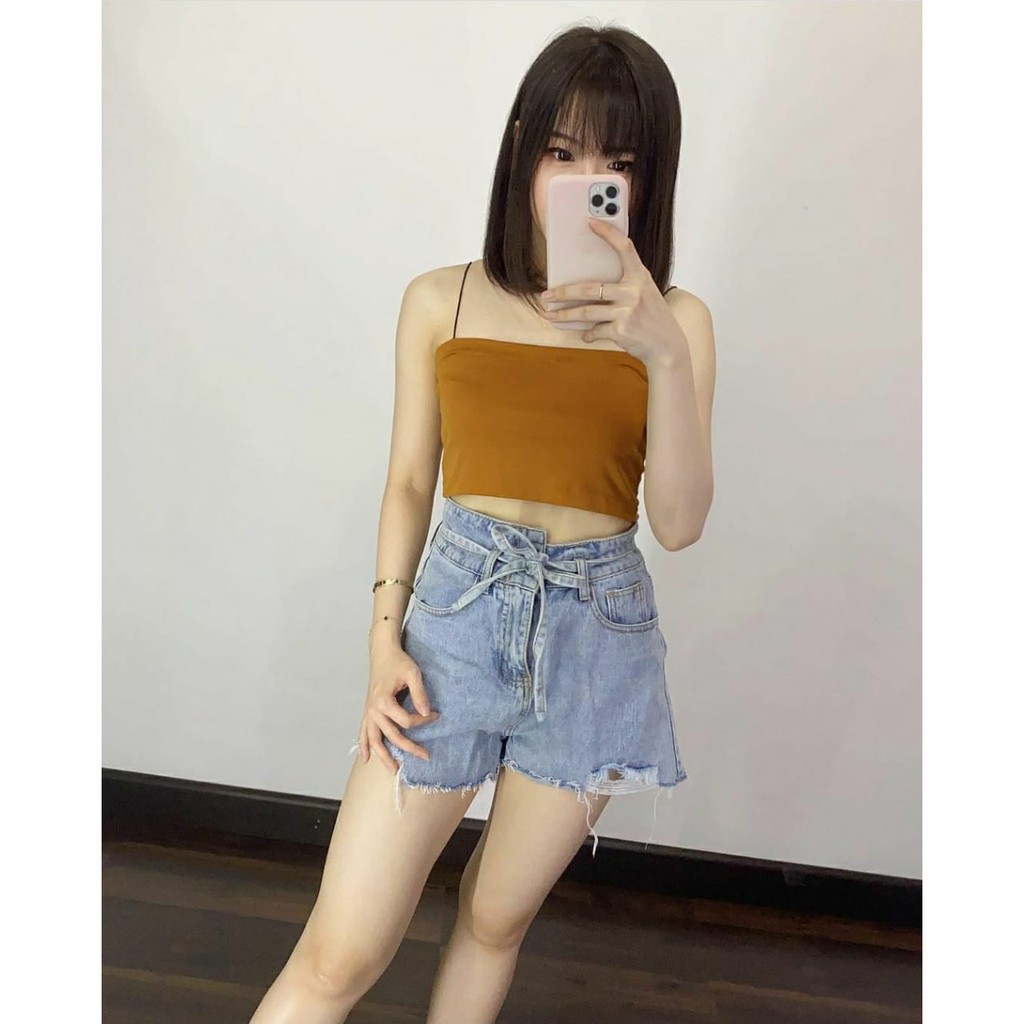 Tanktop Tube Crop Top / Tank top Ginza Basic Wanita Square Spaghetti Crop top-2