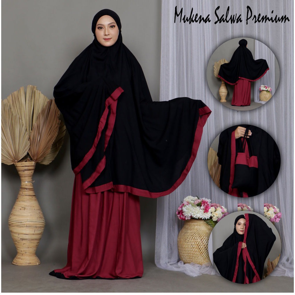 Mukena Bali Salwa Polos Dark Untuk Dewasa Bahan Rayon Premium