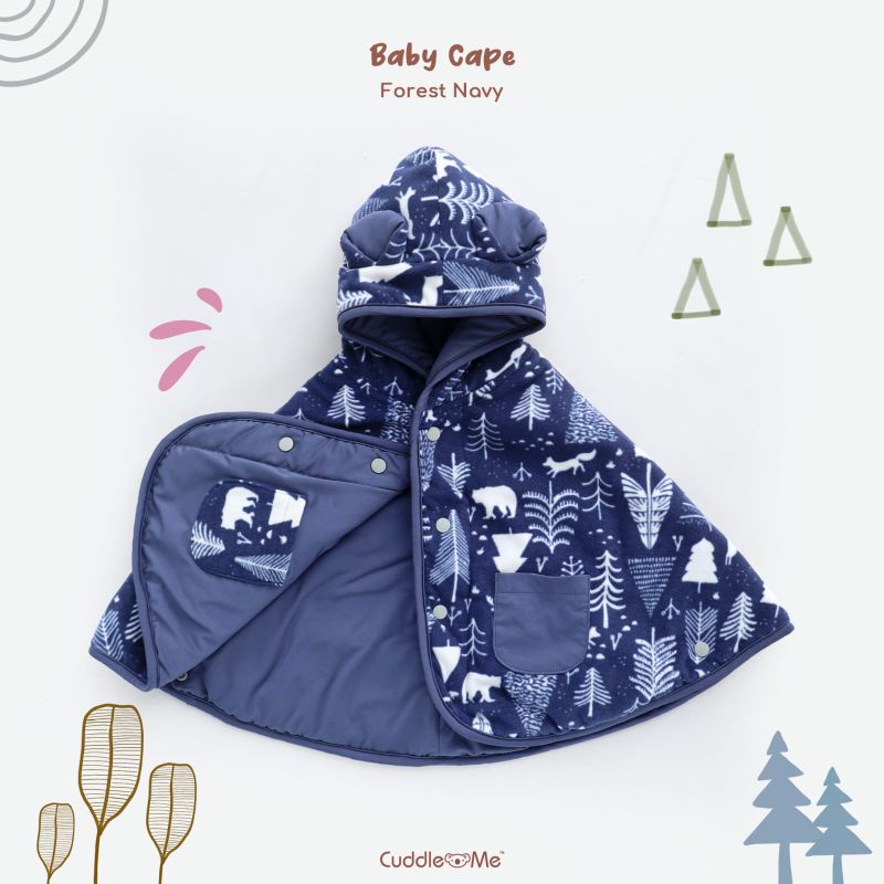 CuddleMe Baby Cape Original Cuddle Me Jaket Mantel Anak Bayi Balita Laki Laki Perempuan Boy Girl Cowok Cewek 0 6 12 Bulan 1 2 3 Tahun-Forest navy