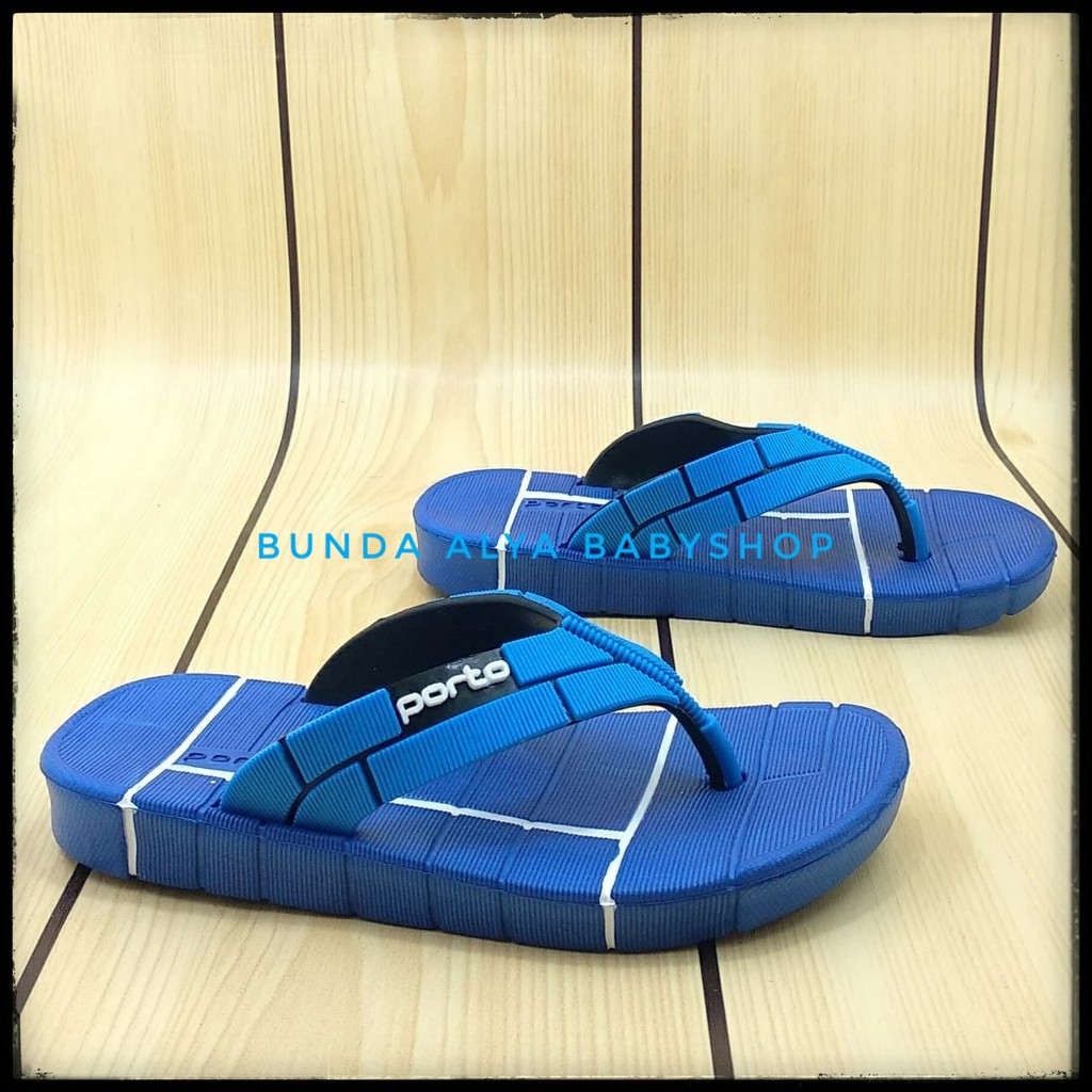 Sendal Anak Laki Laki Usia 4 5 6 Tahun Karet BIRU - Sandal Jepit Anak Cowok Anti Slip PORTO Size 25 - 34