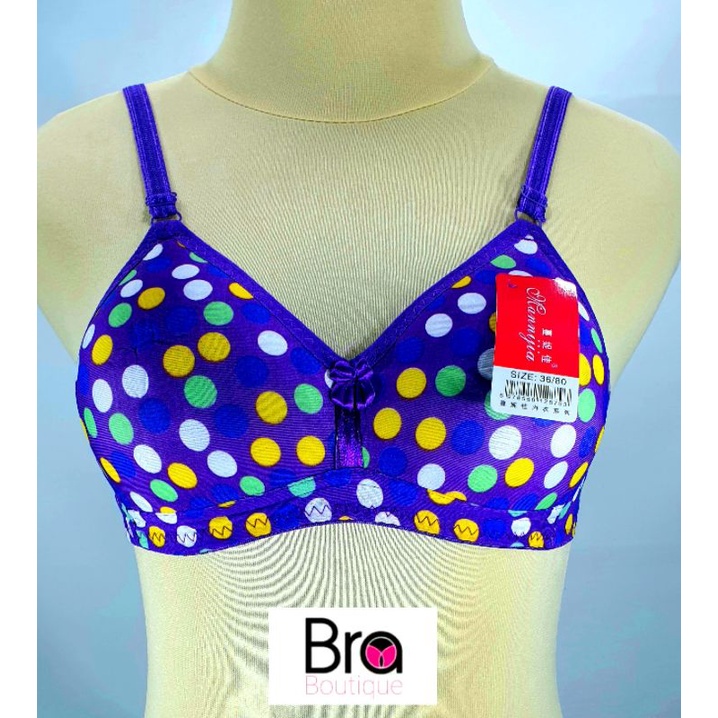 Bra BH Beha remaja Manijia ungu polkadot cup busa 3 pengait tanpa kawat 0729