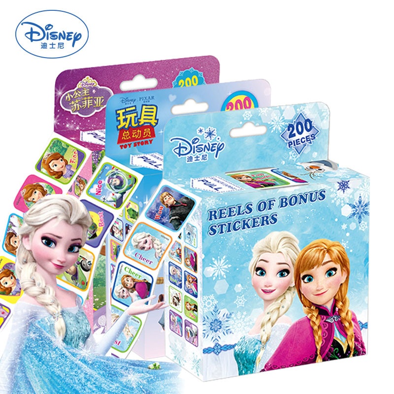 Stiker mainan anak-anak disney 1 box isi 200 stiker frozen elsa sofia princess toystory mcqueen cars stickers Bonus anak-anak stiker tempel hadiah anak tempel