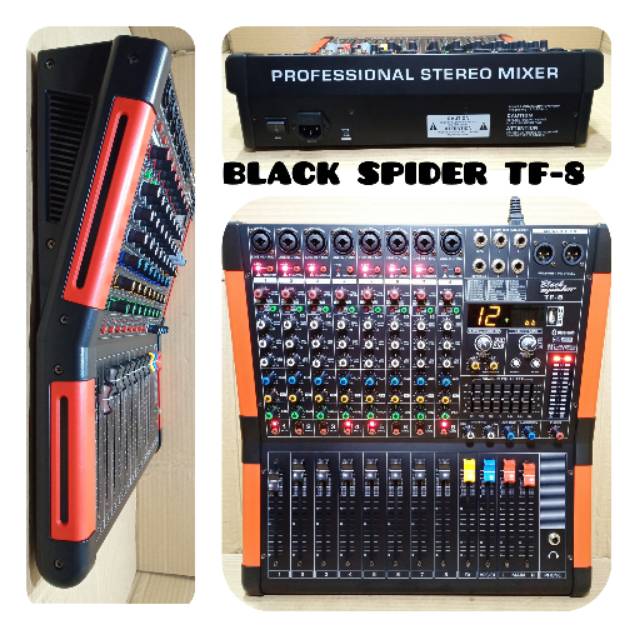 Jual MIXER AUDIO 8 CHANNEL BLACK SPIDER TF 8 PROFESIONAL STEREO MIXING