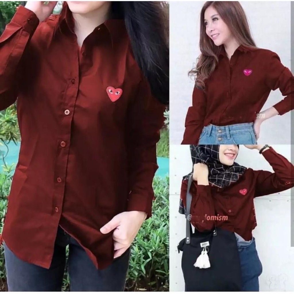 WSE390 - Kemeja Garcon Kemeja Wanita Atasan Wanita Kemeja Long Hem Big Size Kemeja Lengan Panjang PREMIUM QUALITY