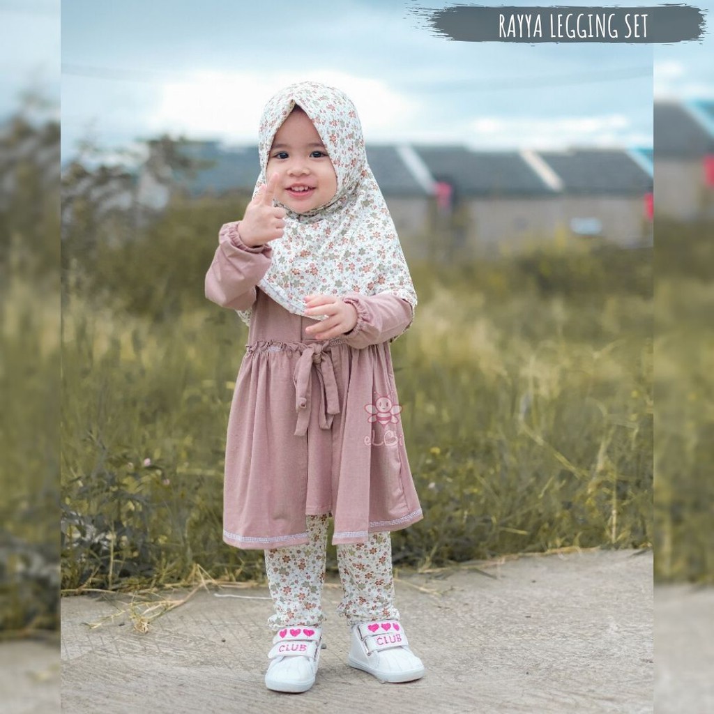 Setelan Baju Anak Perempuan - Gamis Kaos Anak Perempuan - Baju Muslim Anak Perempuan - Rayya