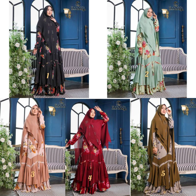 GAMIS NISSA SYARI  SET ORI by KANAYA / kanaya premium/ gamis ceruty printing / gamis kanaya
