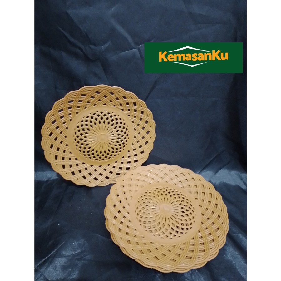 Piring Plastik Rotan Coklat