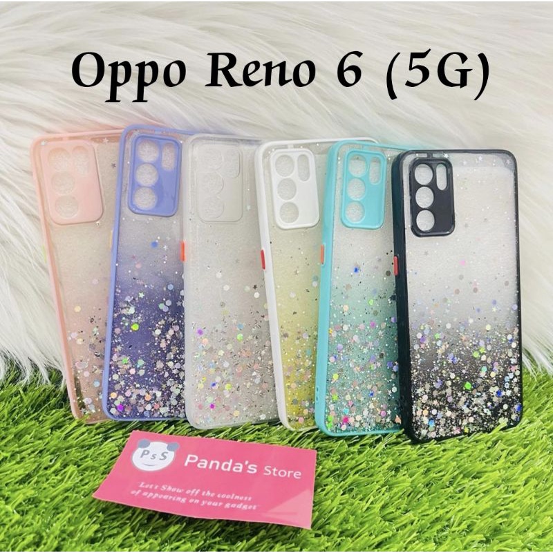 Glitter Case Oppo Reno 6 5G Funny Color Dengan Pelindung Kamera (PsS)