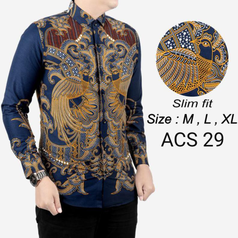 Batik Batik Pria Slim Fit Baju Batik Pria Slim Fit Katun Modern Lbl316