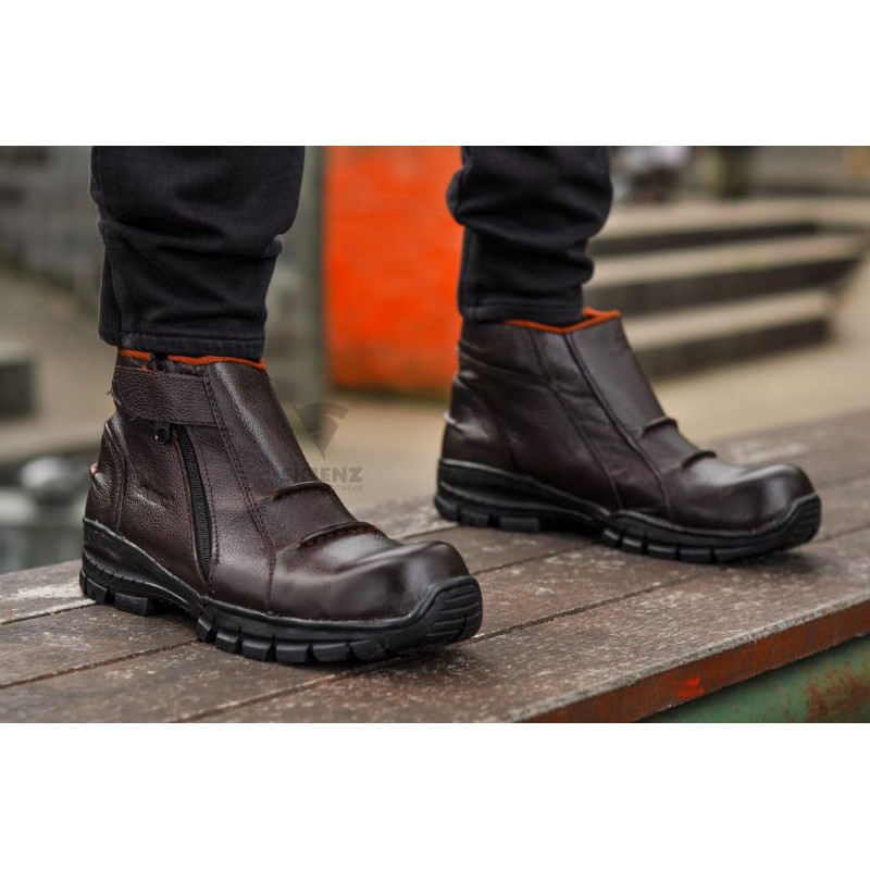 Sepatu Boots Pria Safety Skienz Marvel Kulit Sapi Asli