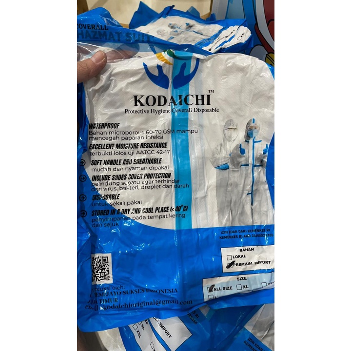 Hazmat Bahan Microporous Berizin Kemenkes PREMIUM/Pakaian Alat Pelindung Diri Bahan Nyaman