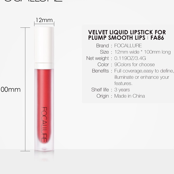 CLEARANCE SALE ! Focallure Velvet Liquid Lipstick Matte Plump Smooth Lips / Velvet Lipstick FA86 FA 86 lip cream lipcream waterproof terbaru viral