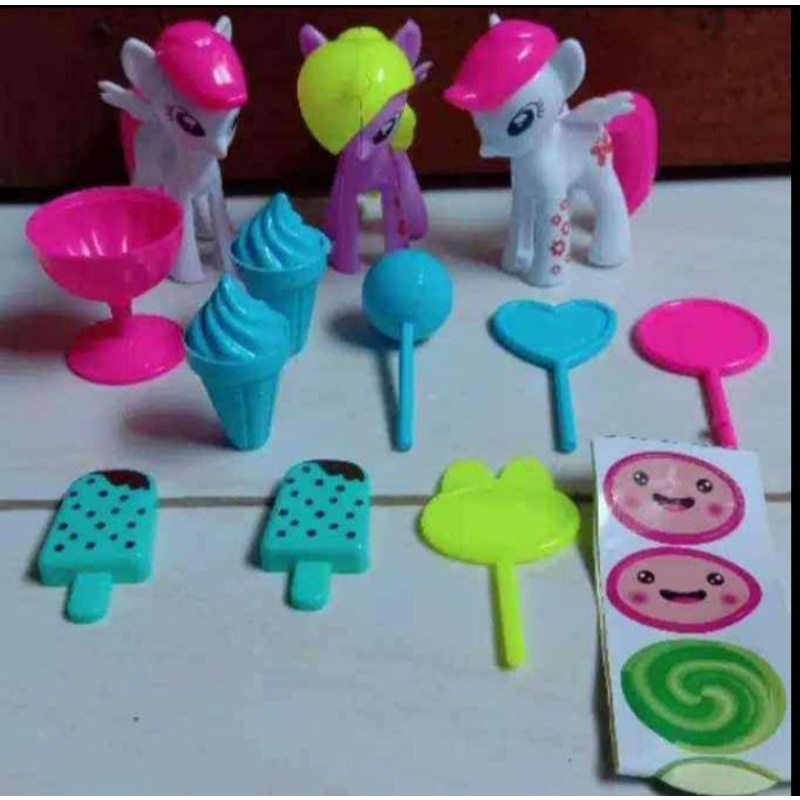 Mainan Kuda Poni set Ice Cream plastik FI 556,,Mainan Anak Perempuan little Ponny ice Cream