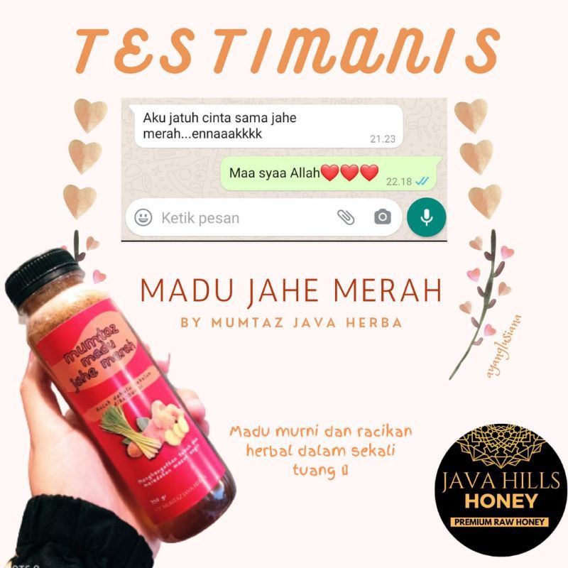 GRATIS SENDOK KAYU / MADU JAHE JAVAHILLS HONEY - Madu Murni Madu Jahe Merah Madu Herbal Madu Javahills