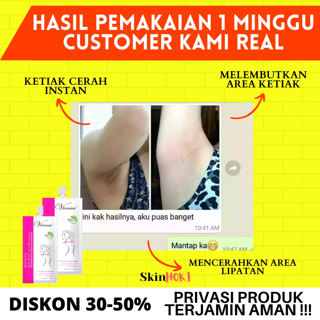 CREAM PEMUTIH KETIAK - PENCERAH SIKU - PENGHALUS LEHER - VIENNA BRIGHTENING UNDERARM CREAM 30ML ORIGINAL BPOM