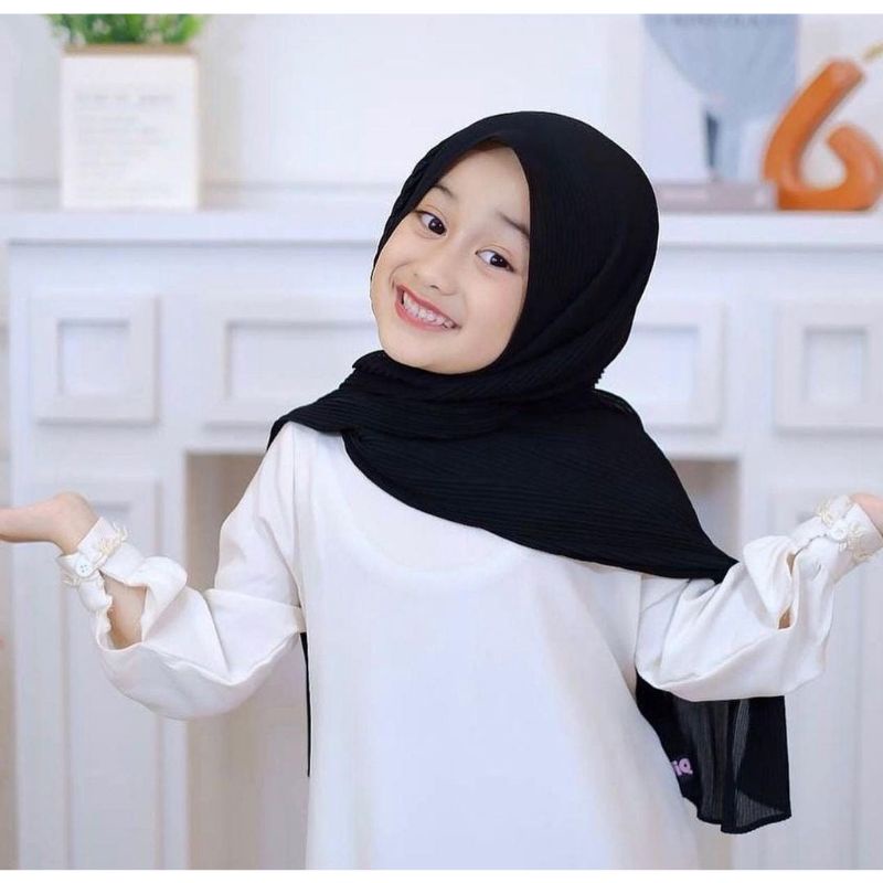 Pashmina plisket anak perempuan/hijab anak usia 4 sampai 20 tahun