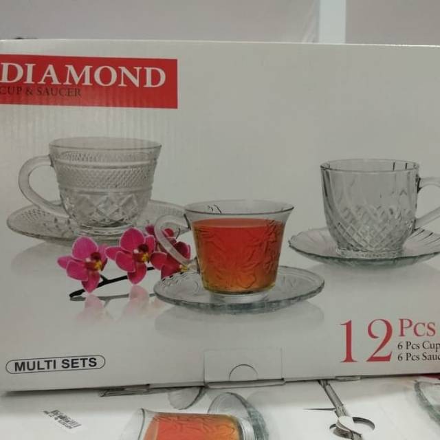 Gelas + Lepek Diamond Cup & Saucer ATL-02AB/12-2GB