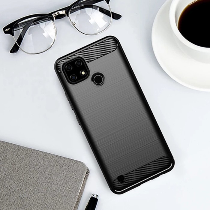Casing Realme C21 C 21 Soft Case Fiber Carbon