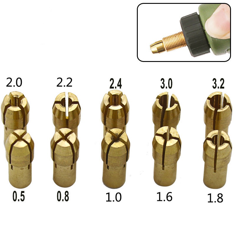 Brass Collet Kuningan Mini Grinder Drill Bor Chuck 0.5 / 0.8 / 1.0 / 1.6 / 1.8 / 2.0 / 2.2 / 2.4 / 3.0 / 3.2mm