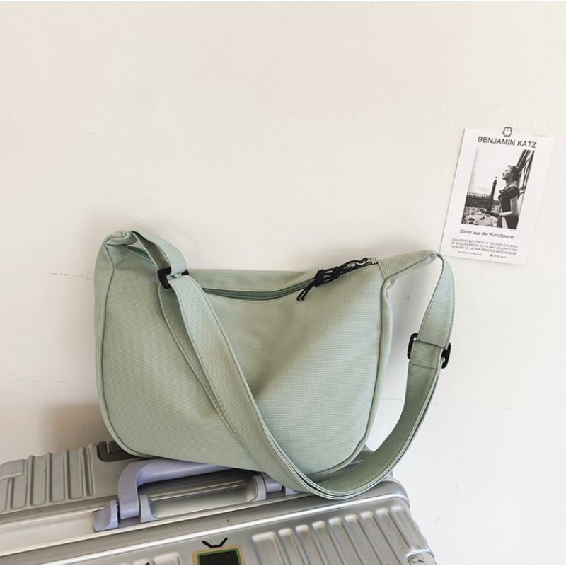 Rizkibag Crish Tas Selempang Polos Slingbag Wanita Remaja Cute Korean-Hijau